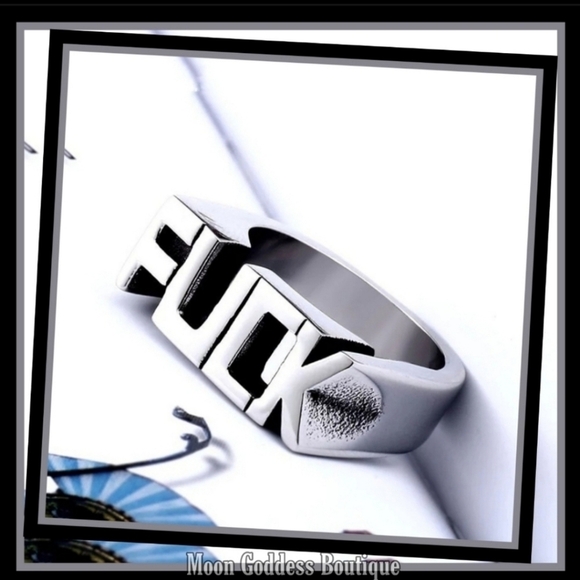 FUČK Ring – Solid Stainless Steel Punk Biker Statement | Unisex Size 11 & 12 - Picture 6 of 7